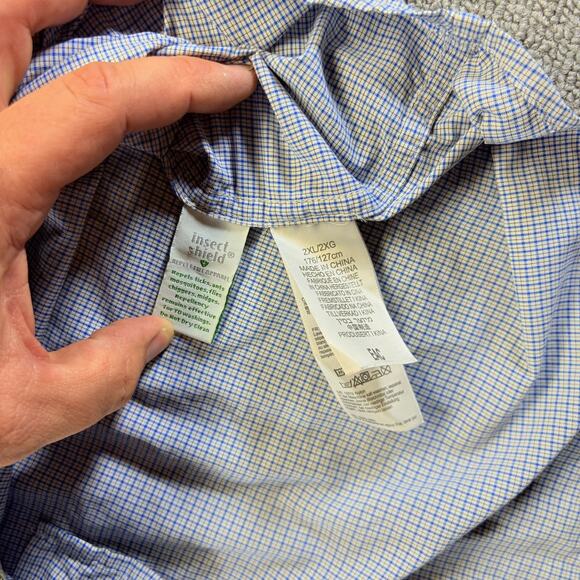 ExOfficio Vented Fishing Shirt Mens 2XL Blue Check Long Sleeve Button Up - Picture 8 of 13